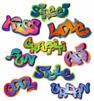 Free vector graffiti words set