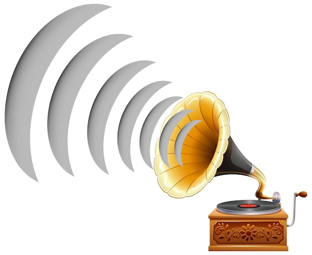 Free vector gramophone with sound wave icon