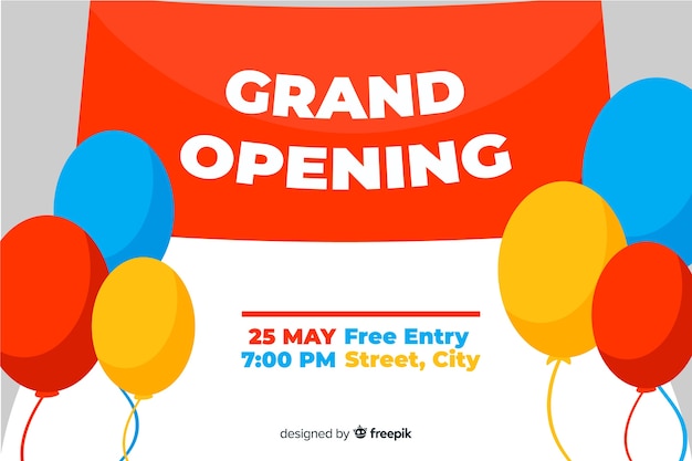 Free vector grand opening background in flat style