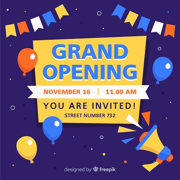 Free vector grand opening background in flat style