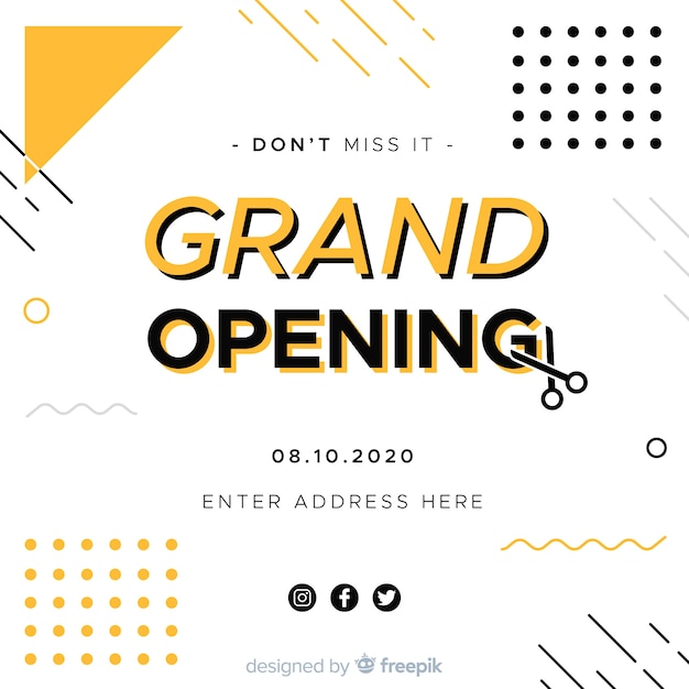 Free vector grand opening background in flat style