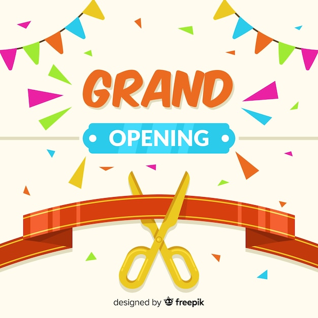 Free vector grand opening background in flat style