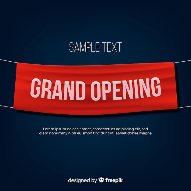 Grand opening background with realistic textile banner