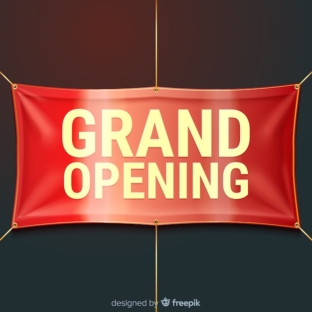 Free vector grand opening background with realistic textile banner