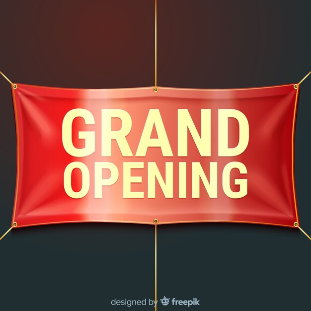 Grand opening background with realistic textile banner