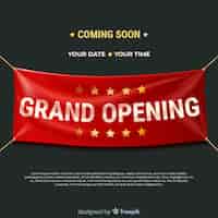 Free vector grand opening background with realistic textile banner