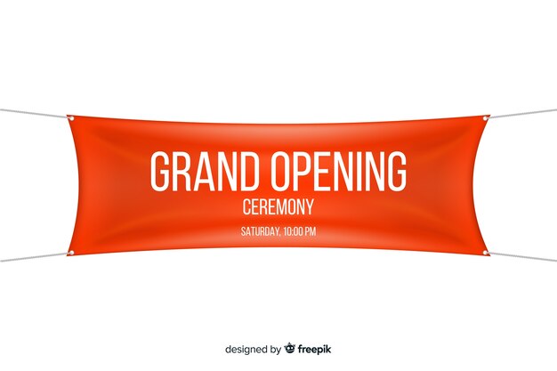 Grand opening banner in realistic style