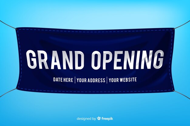 Grand opening banner in realistic style