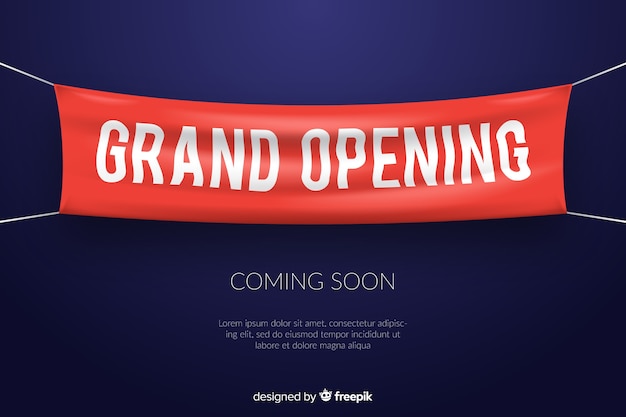 Grand opening banner in realistic style