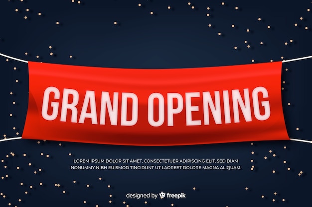 Free vector grand opening banner in realistic style