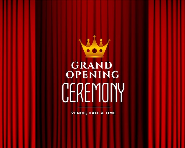 Free vector grand opening ceremony background with red curtains