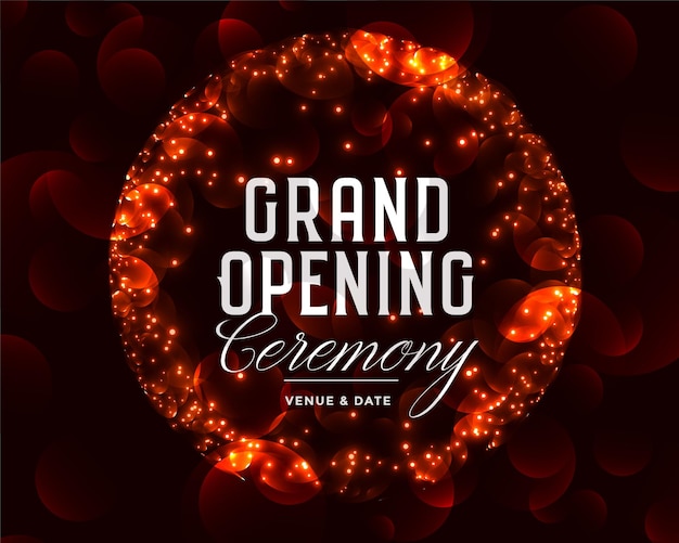 Grand opening ceremony celebration template design with sparkles Free Vector