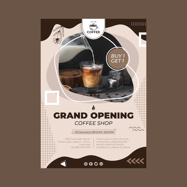 Free vector grand opening coffee shop poster