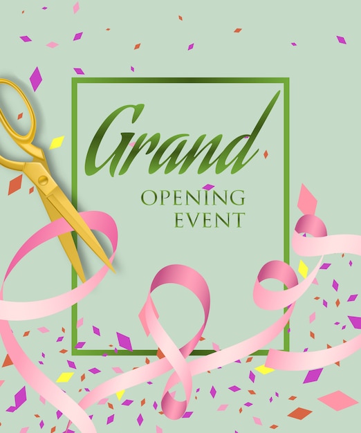 Free vector grand opening event lettering in frame