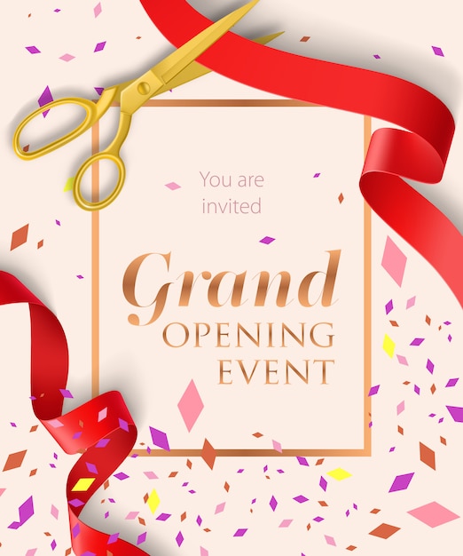 Free vector grand opening event lettering with confetti