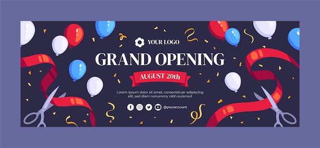 Free vector grand opening facebook cover design