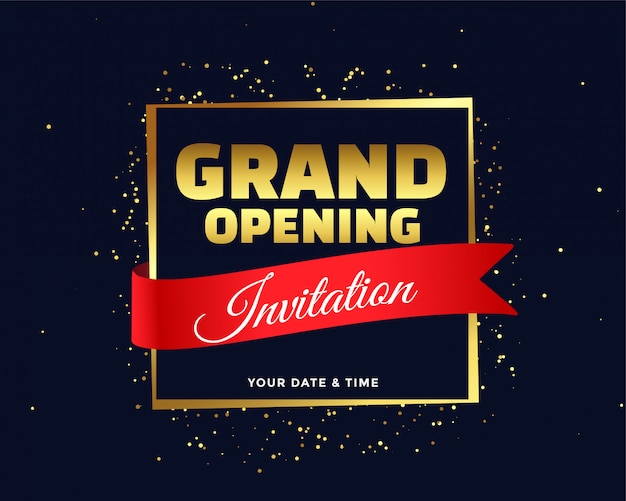 Free vector grand opening invitation in golden theme