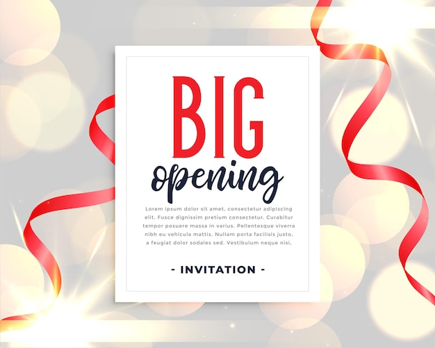 Free vector grand opening invitation template with red ribbons