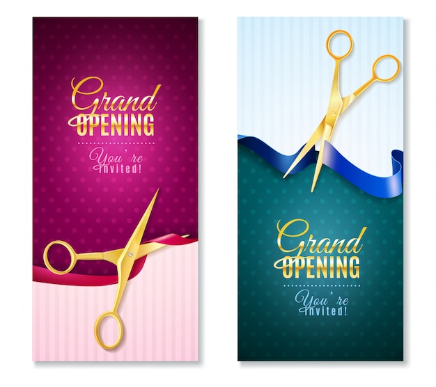 Grand opening vertical banners set