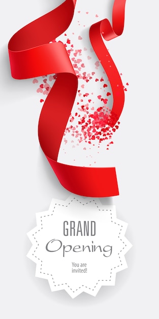 Grand Opening Red Vector Art PNG, Grand Opening Red Banner And