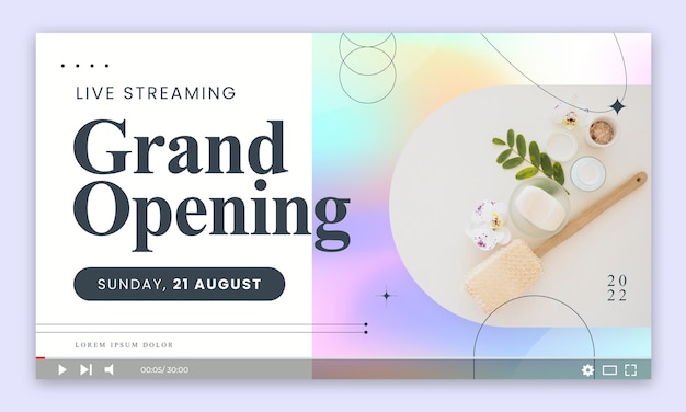 Free vector grand opening youtube thumbnail  design