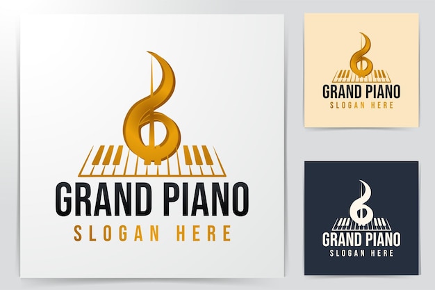 Grand Piano Logo Ideas. Inspiration logo design. Template Vector Illustration. Isolated On White Background