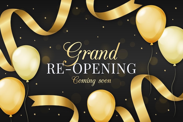 Free vector grand re-opening background golden balloons