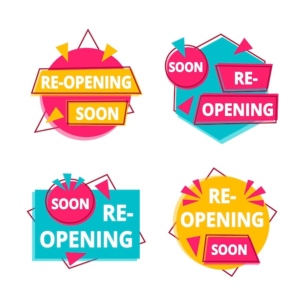 Free vector grand re-opening badge set concept