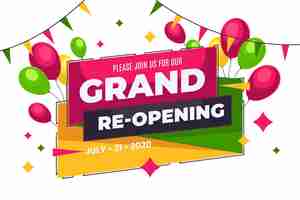 Free vector grand re-opening horizontal banner