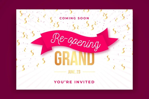 Grand re-opening with ribbon banner template