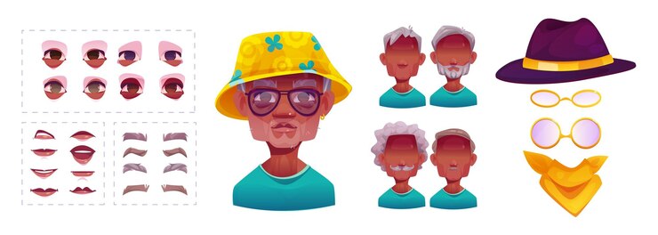 Free Vector grandfather face constructor kit