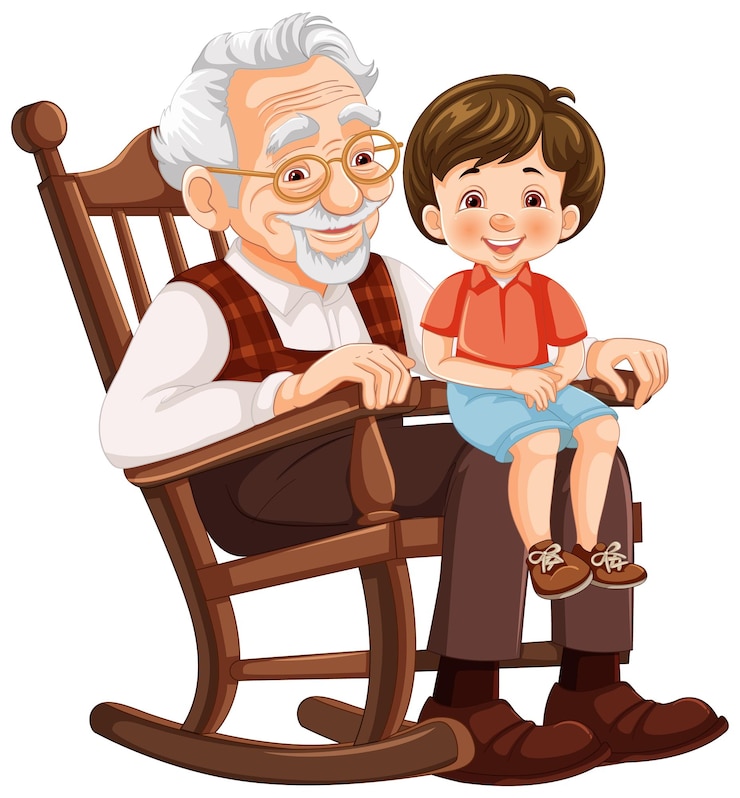 Free Vector grandfather and grandson bonding time