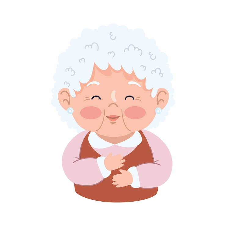無料Vector おばあちゃん 幸せで可愛い