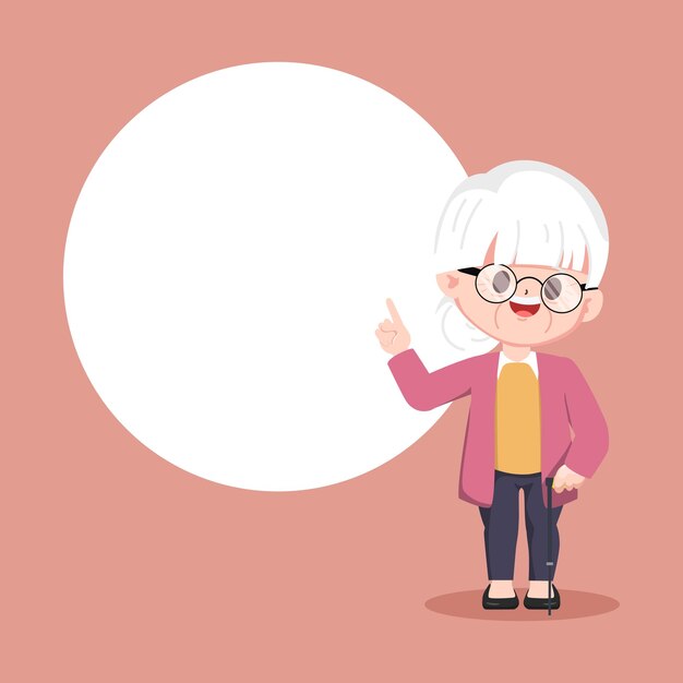 Поза жеста бабушки. Международный день бабушек и дедушек иллюстрация милый мультфильм вектор.