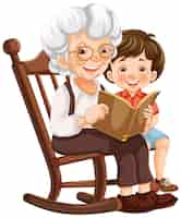 Free vector grandmother reading to grandchild illustration