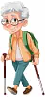 Free vector grandmother walking with trekking pole