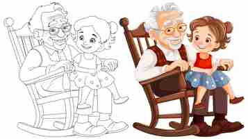 Free vector grandparent bonding with grandchild illustration