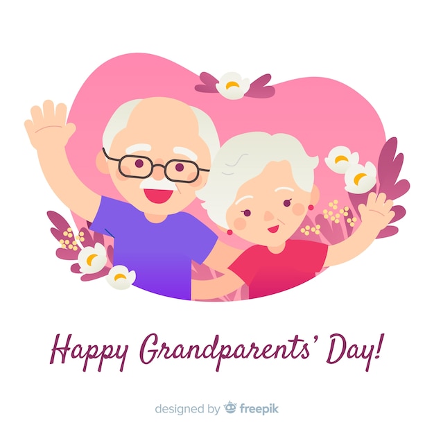 Композиция дня дедушки и бабушки с плоским дизайном