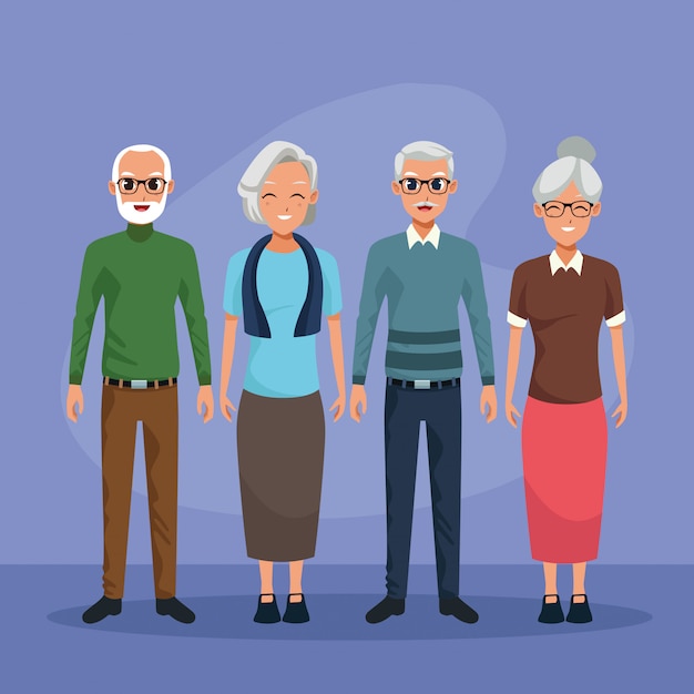 Free vector grandparents characters smiling cartoons isolated