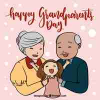 Free vector grandparents day background with granddaughter