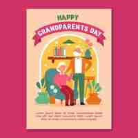 Free vector grandparents day hand drawn flat greeting card