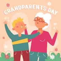 Free vector grandparents day hand drawn flat illustration