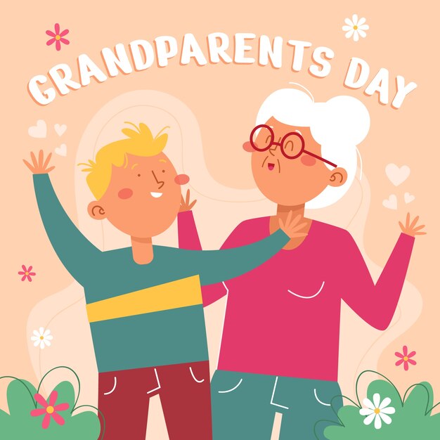 Grandparents day hand drawn flat illustration