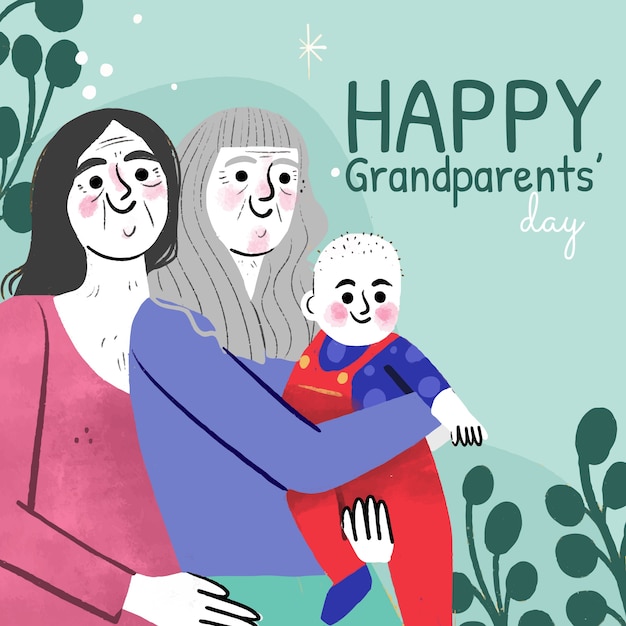 Free vector grandparents day hand drawn illustration