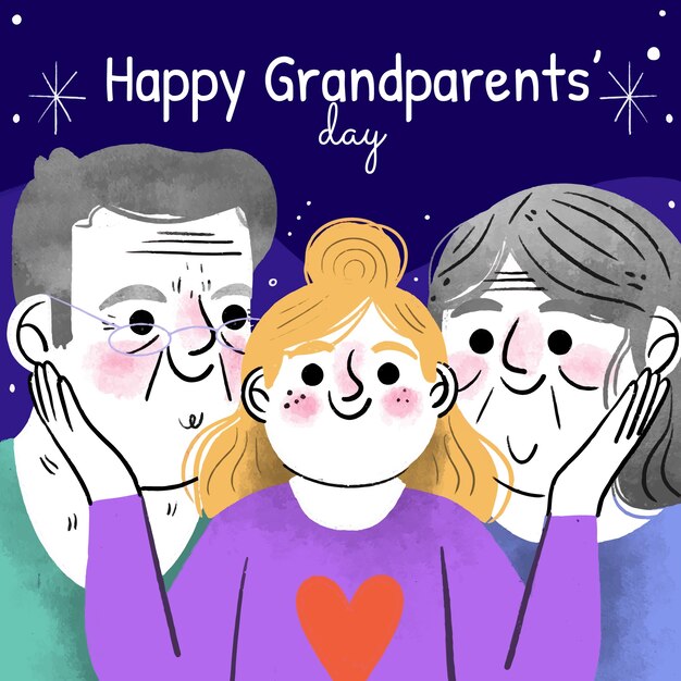 祖父母の日手描きイラスト