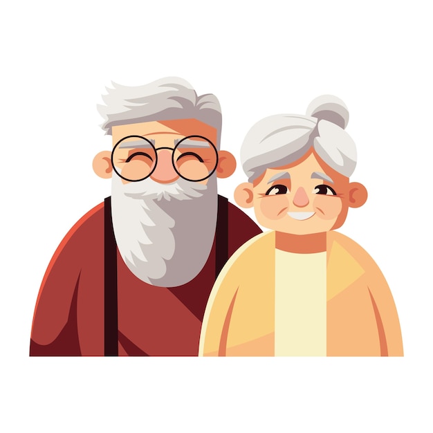 Бесплатное векторное изображение День бабушки и дедушки значок старых персонажей изолирован
