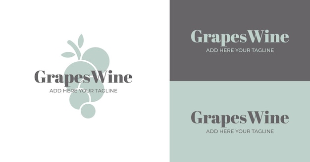 Grapes wine logo set in different color versions