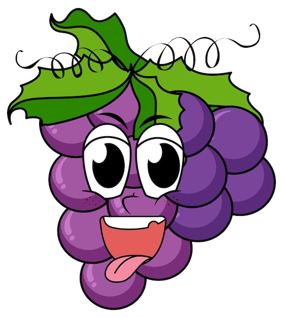 Vettore gratuito uva con la faccia felice
