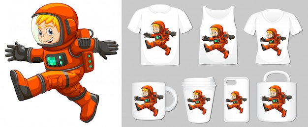 Free vector graphic of astronaut on different product templates