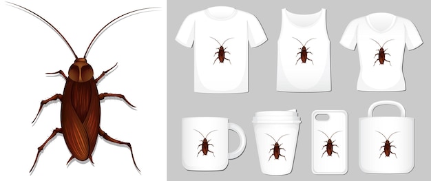 Free vector graphic of cockroach on different types of product template